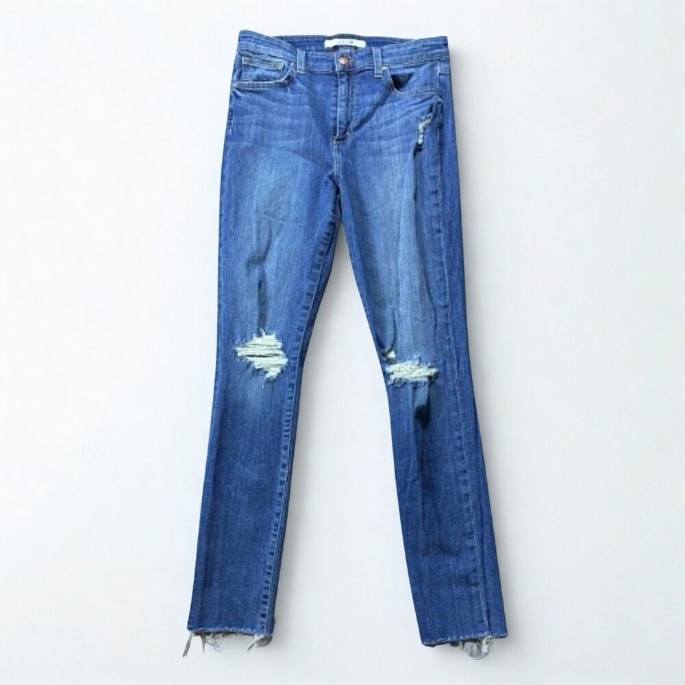 Joe's Jeans Womens 29 High Rise Skinny Ankle Distressed Raw Hem Stretch Blue
